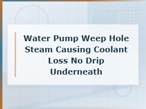 Water Pump Weep Hole Steam Causing Coolant Loss with No Visible Drip