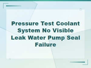 Pressure Test Coolant System No Visible Leak Water Pump Seal Failure