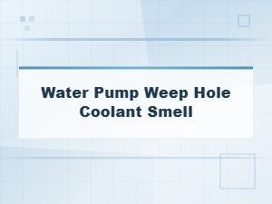 Water Pump Weep Hole Leaks: Identifying Coolant Smell Sources