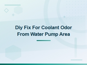 Diy Fix for Coolant Odor From the Water Pump Area